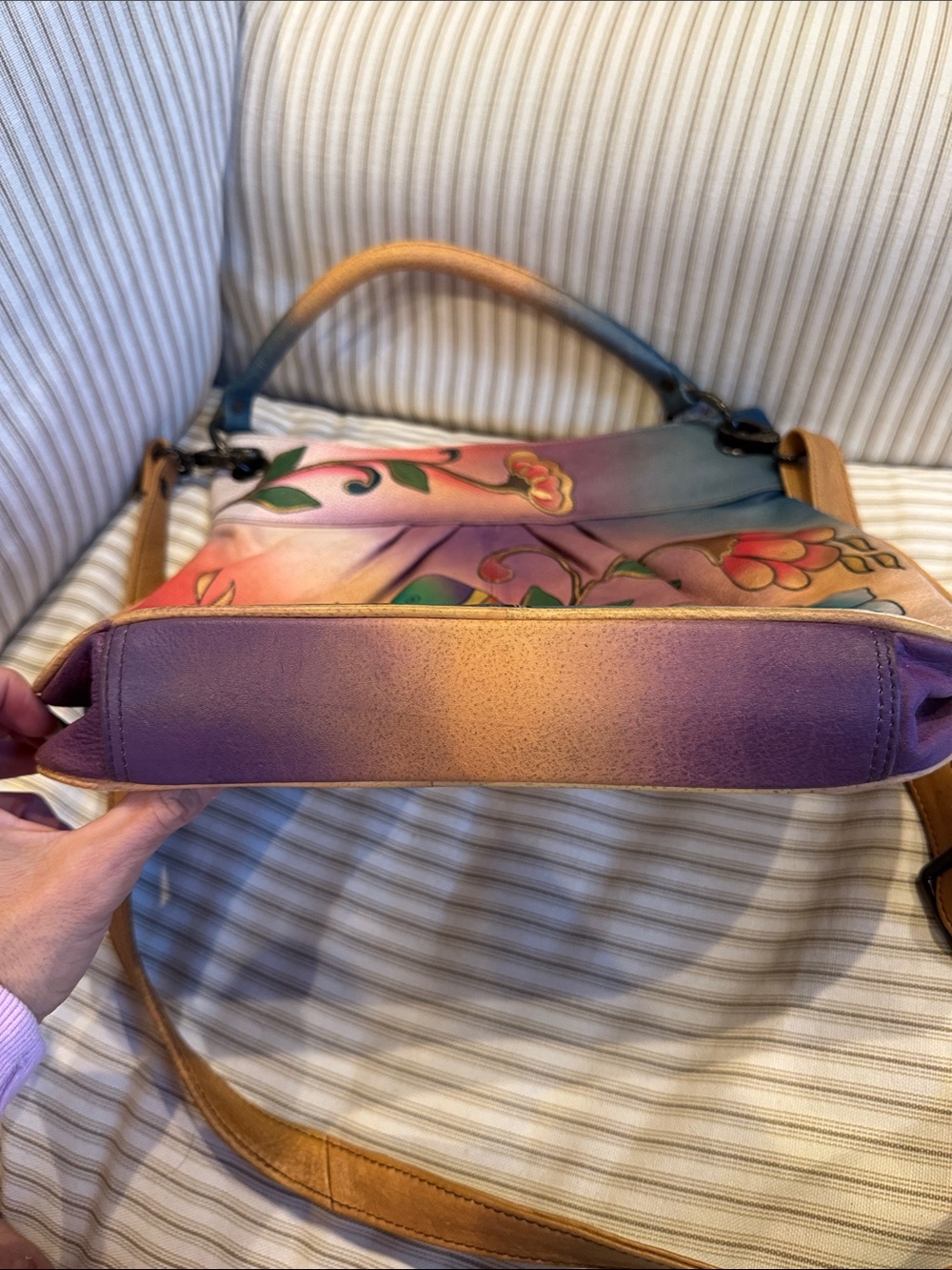 Anna by anuschka bird floral plant crossbody bag purse - Picture 5 of 9